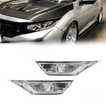 Smoked / Clear Lens Front Bumper Side Marker Light Housings Fender Side Marker Light Covers For 2016-up 10th Gen Honda Civic