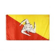Flagnshow 90x150cm 3x5ft Sicilian Flags and Banners Italy Trinacria Symbol Sicily Flag for Decoration