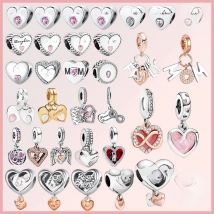 Sparkling Family Heart Angel Wings Pavé 925 Sterling Silver Dangle Charms Fit Original Bracelet Beads Jewelry Gift DIY