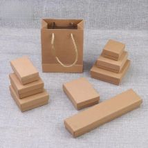 Necklace Packaging Box Jewelry Storage Kraft Paper Box with Sponge Earring Ring Case Jewellry Organizer 6pcs/Lot