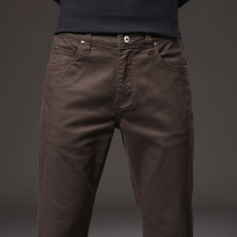 SHAN BAO 98% cotton pants autumn 2022 brand new classic style young men's slim straight stretch casual black brown navy blue