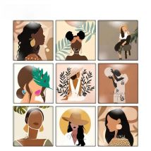 Fashion illustration African modern woman patterns 10mm/12mm/20mm/25mm/30mm photo glass cabochon demo flat back Making findings