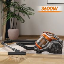 3600W 15000PA A Aspirapolvere Aspirapolvere multi-cyclonico Filtrazione con anima Aspirapolvere Pavimenti duri Tappeti Capelli FET