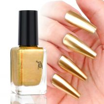 8ml Gold Metallic Nail Polish Bright Metal Mirror Nail Polish, Lasting，High Shine，Manicure Nail Lacquers Quick-Dry Manicure Art