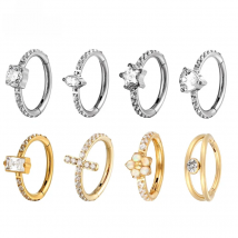 1PCS ATSM F136 Titanium Earrings for Women Zircon Septum Piercing Helix Nose Rings Ear Studs Daith Cartilaged Hoops Body Jewelry