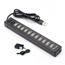 High Quality USB Hub 12 Ports USB 2.0 Hub Multi Usb Splitter Switch with EU / US Power Adapter for printers speakers MP3 player