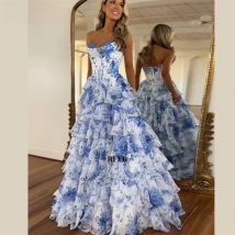 RFYR A Line Floral Prom Vestidos De Novia Pleated Elegant Prom Dress 2025 Floor Lenght Party Dress for Women  فساتين السهرة