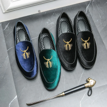 2023 Men's Wedding Designer Business Embroidery Velvet 38~48 Leather Dress Driving Luxury Casual Shoes for Men Loafers Moccasins