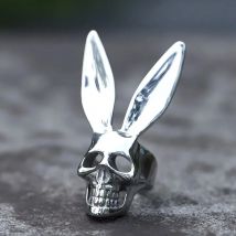 2022 NEW Men's 316L stainless steel rings unique Halloween Gothic Funny Skull Rabbit ring Punk Jewelry Gifts free shipping