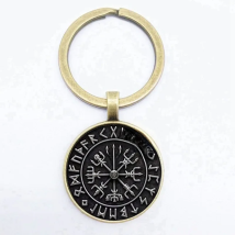 Popular New Vegvisir Viking Pirate Keychain Viking Compass Pattern Glass Pendant Keychain Best Gift
