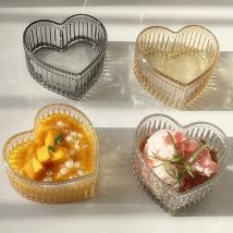 Heart shaped bowl, girl's heart dessert, ice cream bowl, high aesthetic glass bowl, household small bowl