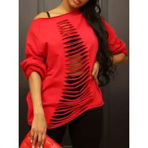 Plus Size Solid Color Hollow Hollow Top T-Shirt