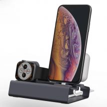 3-in-1 Aluminum Charger For iPhone 16 Pro Max/AirPods & Apple Watch SE/Series Ultra 2/1,10/9/SE/8/7/6/5/4/3/2/1 Phone Holder