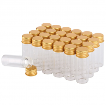 24pcs/lot 5ml 7ml 10ml 14ml 18ml 20ml 25ml 30ml Glass Spice Bottles With Golden Aluminum Caps Decorative Bottles Wedding Favors