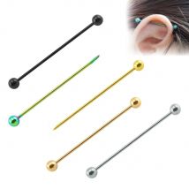 2 Pieces Long Industrial Barbell Fashion 14G/1.6m 50mm Ear Ring Piercing 5 Colors Earrings Piercing Barbell Punk Gothic Jewelry