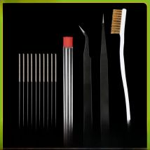 LERDGE 3D Printer Parts extruder Nozzle Cleaning tool Bendable Drill 10Pcs Stainless Steel Needle Tweezers Wire Brush Kit1