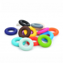 LOFCA Donut 5pcs Silicone Beads Pendant Teether Necklace Teething Chewing Cute Baby Toy Chewable Jewelry  Pacifier Clip Holder