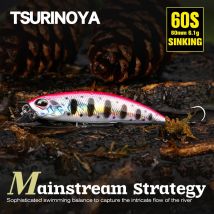 TSURINOYA 60S Tonące przynęty Minnow DW67 60mm 6.1g Jerkbait Gorąco sprzedający się przynęta na
