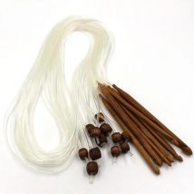Natural Bamboo Flexible Afghan Tunisian Carpet Crochet Hooks Needles 1.2 m Crochet Hooks Needles Set 12 Sizes (3-10mm)