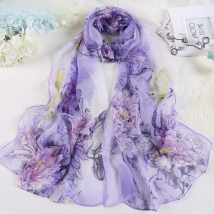 Women Fashion Chiffon Georgette Silk Scarf For Muslim Hijab Peony Flower Bandana Summber Beach Sarong Scarf&Shawl HY30