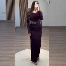 Customized Jersey Beading Sheath O-Neck Midi Dresses Bespoke Occasion Evening Classic Exquisite High Quality