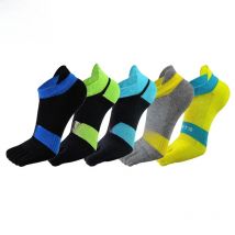 Summer 5 Finger Ankle Socks Man Cotton Cool Breathable Mesh Striped Sweat-Absorbing Deodorant Invisible Toe Sport Boat Socks