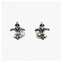 Ear Studs Fleur-de-lis Lily 925 Sterling Silver Brand New Fine Jewelry For Women Men  Rebel Street Unisex Vintage Bijoux Gift