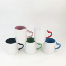 350ML 12oz Blank Ceramic Mug Heart Handle Type for Sublimation Without Image White Surface