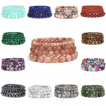 4/6/8/10MM Natural Stone Bead Bracelet Simple 1PC Sunstone Agates Carnelian Gem Stretch Bangle Wristband Friendship Jewelry Gift