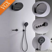 Vgx digitales Dusch system verdecktes Dusch set Badezimmer temperatur anzeige Dusch system Regen fall Badezimmer duschen Messing schwarz