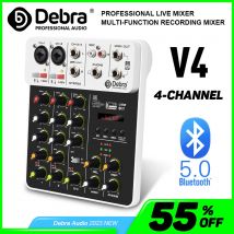 Debra NUOVA console di missaggio audio V4 Bluetooth USB Record PC 48V Phantom Power Delay Effetto ripetizione Mixer audio USB a 4 canali.