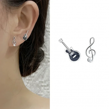 New Asymmetric Treble Clef Guitar Stud Earrings Musical Note Earrings For Women Girls Music Lovers Gift