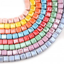 6/8/10mm Chinese Cube Ceramic Beads Square Spacer Porcelain Loose Beads for Jewelry Bracelets Pendants Making DIY Finding