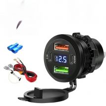 NEW 117W Dual PD Dual QC 3.0 USB Car Charger with Voltmeter Socket Power Outlet Adapter Waterproof for 12V/24V Car Boat Hot Sale