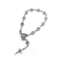 Vintage Silver Color St. Benedict Cross Pendant Rosary Bracelets Women Religious Catholic Christian Jewelry Accessory Gifts