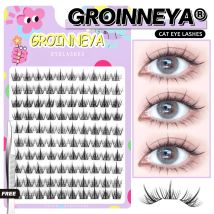 GROINNEYA DIY Cluster Wimpern Einzelne Wimpernverlängerung Manga Wimpern Cluster Natürliche segmentierte Wimpernbündel Make-up
