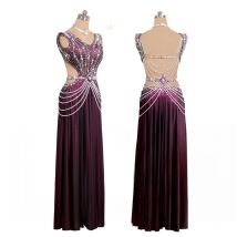 New Belly Dance Costume Competition Costume Skirt Performance Skirt Water Diamond Adult Customized Children's Purple Split