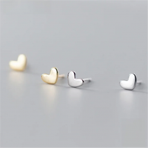 WOOZU Genuine 925 Sterling Silver Romantic Sweet Love Heart Stud Earrings For Women Charm Party Korean Cute Fine Jewelry Gifts