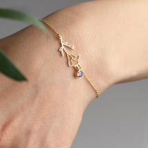 Birthday Flower with Birthstone Bracelet for Women Stainless Steel Jewelry custom Bracelet Personalized girlfriend Gifts Pulsera