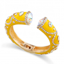 Fashion Luxury Bangles Gold Plating Inlaied AB Diamonds Hinge Spring Bracelet for Women Teens Colourful Enameled Bangles Jewelry