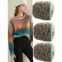 500g Plush Wool Mohair Yarn Ball - Rainbow Color Hand Lana for Knitting Crocheting Sweater Scarf Blankets Carpets