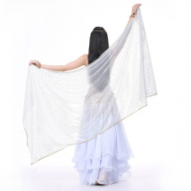 Cheap Sequins Chiffon Solid Color Dance Veil Belly Dance Scarf Dance Scarf Throwing Yarn Scarf Shawl Veil 210*95cm 13 Colors
