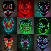Cosplay Anime Movie LED  Neon Halloween Party Mask   Luminous Purge Fox Wolf Aninal Mask  Light  Up Flashing Carnival Party