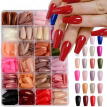 576Pcs/box Medium-Long Coffin Press On Nails Matte Full Cover Ballet False Nails Wearable Acrylic Fake Nails Extension For Women