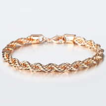 5/6mm 585 Rose Gold Color Bracelet Wave Twisted Rope Link Chain for Women Men Jewelry Party Wedding Trendy 2020 New CB47
