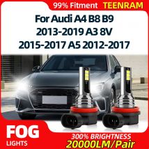 2Pcs Super Bright H8 H9 H11 Car Fog Light 20000LM Fog Lamp Bulb 12V For Audi A4 B8 B9 2013-2019 A3 8V 2015-2017 A5 2012-2017
