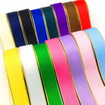 5 Yards 1"(25mm) Ribbon Wedding Decoration Gold Metallic Edge Grosgrain  Gift Wrapping Hair Bows DIY Christmas