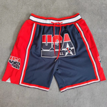 Trillest Navy 1992 USA Dream Team Embroideried Basketball Shorts with Pockets