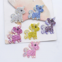 12Pcs 27*30mm Bling Kawaii Unicorn Rhinestone Patches for DIY Clothes Hat Decor Headwear Hairband Supplies Accessories Applique