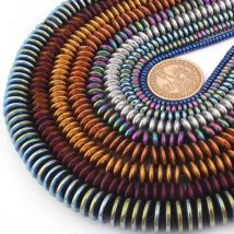 Heishi Rondelle Disc Beads (No Magnetic) Hematite Natural Stone Spacer Beads for Women DIY Jewelry Making Necklace Bracelet 15"